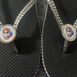 Colorful Owl Embellished Flip Flops